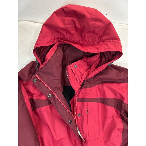 Columbia Coat Mens Large Red Waterproof Detachable Hood Zip Snap Pockets - Picture 8 of 16